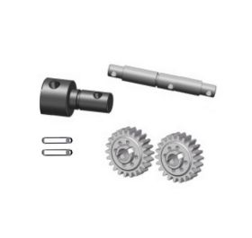 A. moottori Gear Drive Gear B. moottori Gear Axle C. Drive Shaft D. Pin 2 x 9